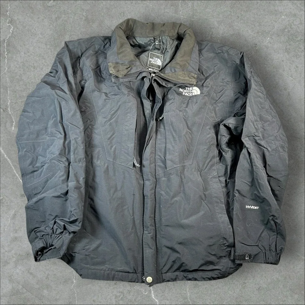 The North Face Jacket Mens Large Navy Blue Hyvent Gorpcore Nylon Rain Coat